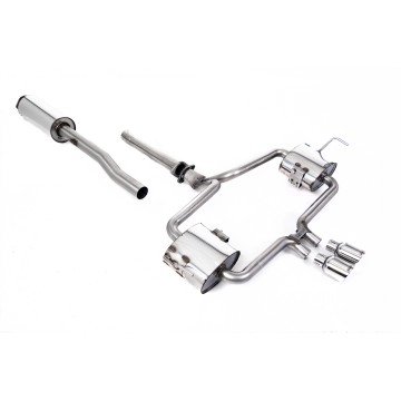 Cat-back ECE Approved System - Loose Trim Version with Polished 76mm Trims - Resonated (quieter) Includes bracket locator for 2004 cars