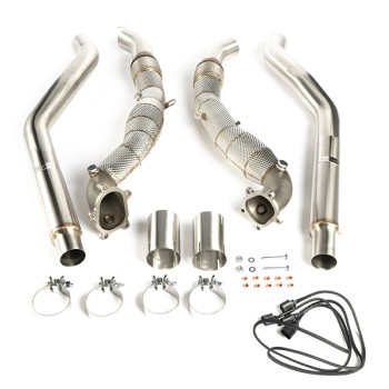 CTS Turbo Audi C7/C7.5 S6/S7/RS7 4.0T Cast Downpipe Set with High Flow Cats for undefined