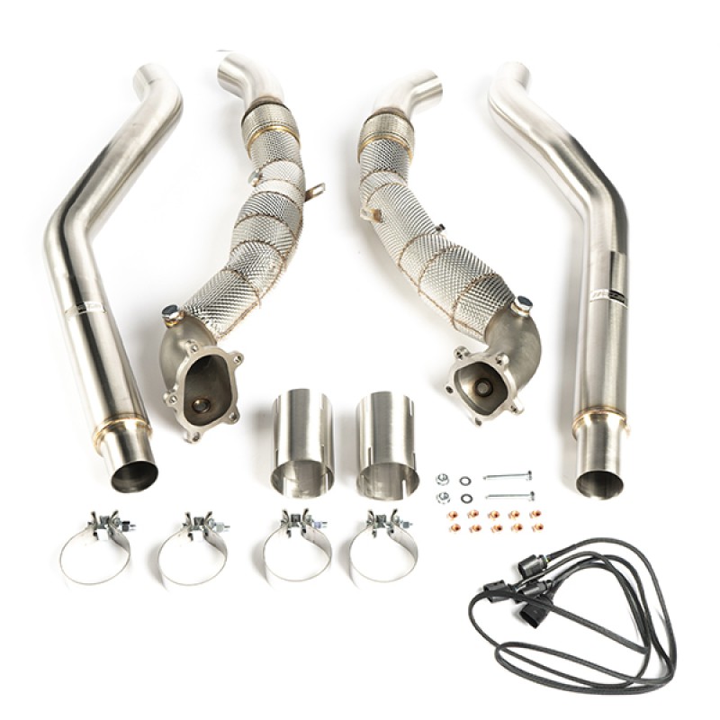 CTS Turbo Audi C7/C7.5 S6/S7/RS7 4.0T Cast Downpipe Set with High Flow Cats for undefined