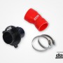 VAG 1.8/2.0 TSI (MQB) Turbo Muffler Delete, OEM Pressure pipes, Red hose