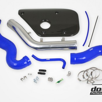 Volvo S60 V60 V70 T6 Inlet pipe, Blue hoses, Carbon fiber cover