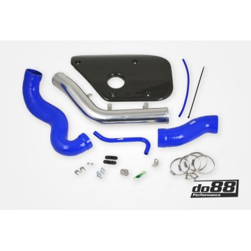 Volvo S60 V60 V70 T6 Inlet pipe, Blue hoses, Carbon fiber cover
