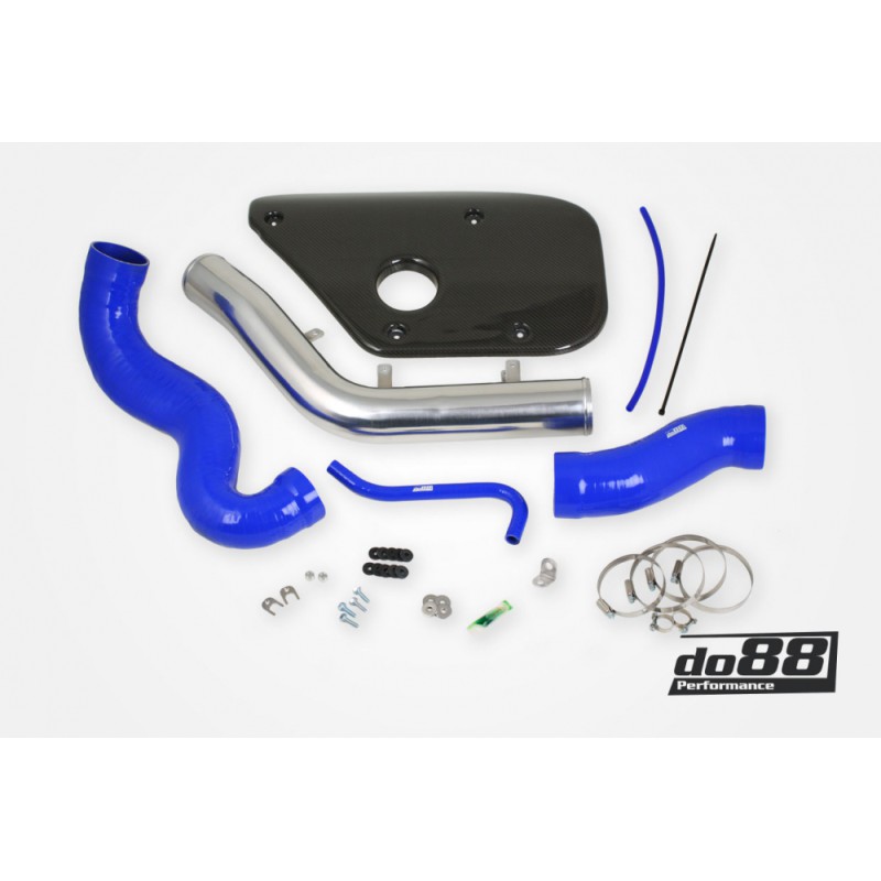 Volvo S60 V60 V70 T6 Inlet pipe, Blue hoses, Carbon fiber cover