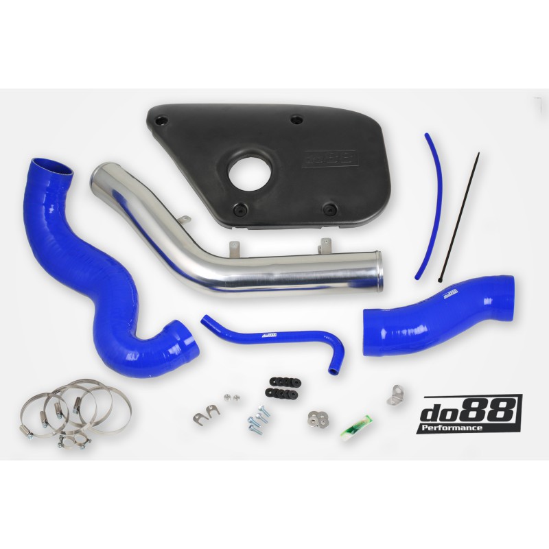 Volvo S60 V60 V70 T6 Inlet pipe, Blue hoses, Plastic cover