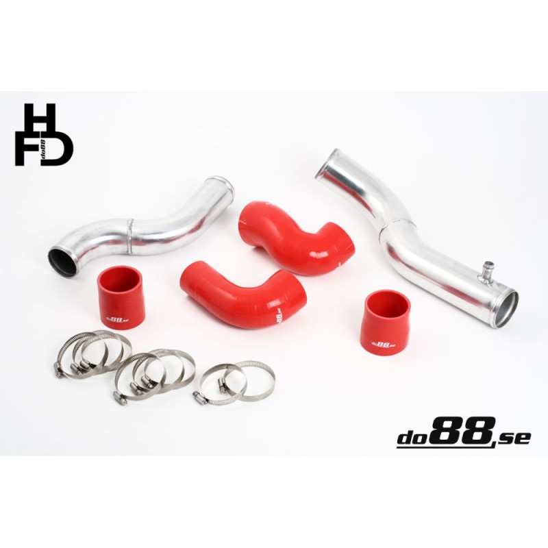 Volvo 7/940 Turbo Top Connection pipe kit ,red hoses ,3'' throttle body
