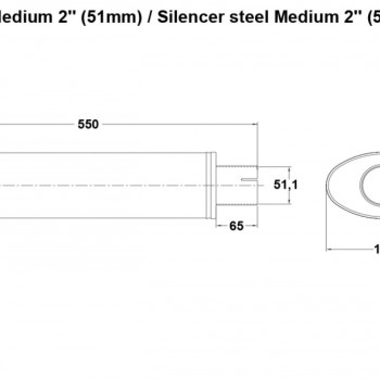 Muffler steel Medium 2´´ (51mm)