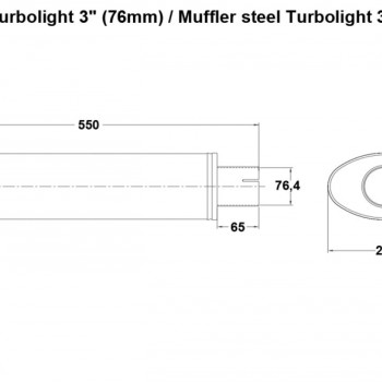 Muffler steel Turbolight 3´´ (76mm)