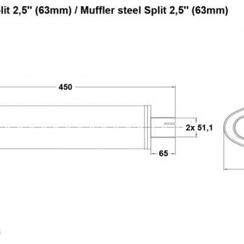 Muffler steel Split 2 / 2,5´´ (51/63mm)