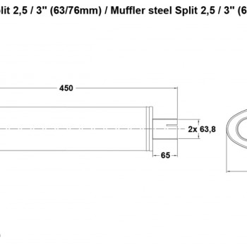 Muffler steel Split 2,5 / 3´´ (63/76mm)