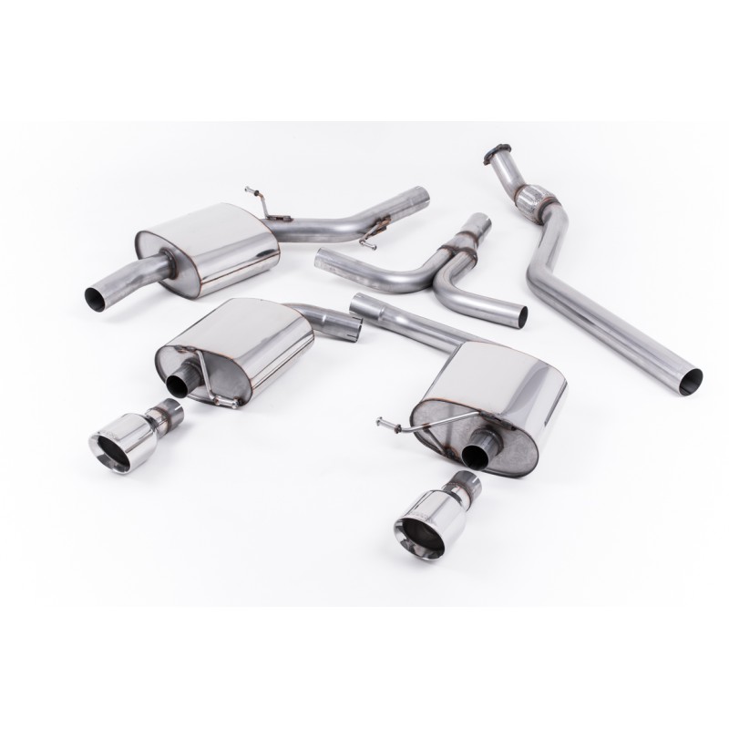 Audi A5 Cabriolet 2.0 TFSI 2WD and quattro (manual only) 2009 2023 Cat-back Dual-outlet. Fits OEM dual outlet valance - (compatible with Standard SE and S line models)