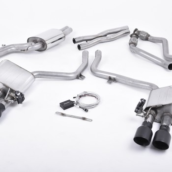 Audi S4 3.0 Supercharged V6 B8.5 2012 2016 Cat-back ValveSonic Electronic Valved System. Black Velvet Tips