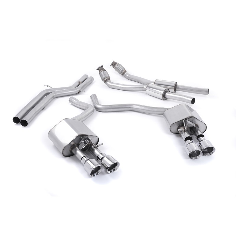 Audi S6 4.0 TFSI C7 quattro 2012 2018 Cat-back Non-resonated (louder) with Polished tips. Some 2016 and later models have an updated valve location on one rear silencer meaning the wiring loom needs extending to accommodate.