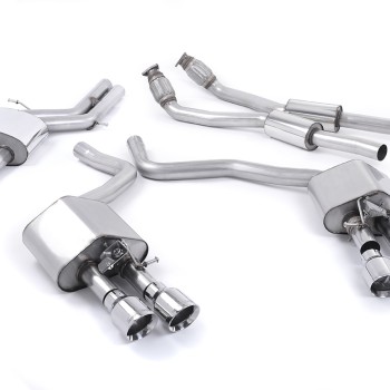 Audi S6 4.0 TFSI C7 quattro 2012 2018 Cat-back Resonated (quieter) with Polished tips. Some 2016 and later models have an updated valve location on one rear silencer meaning the wiring loom needs extending to accommodate.