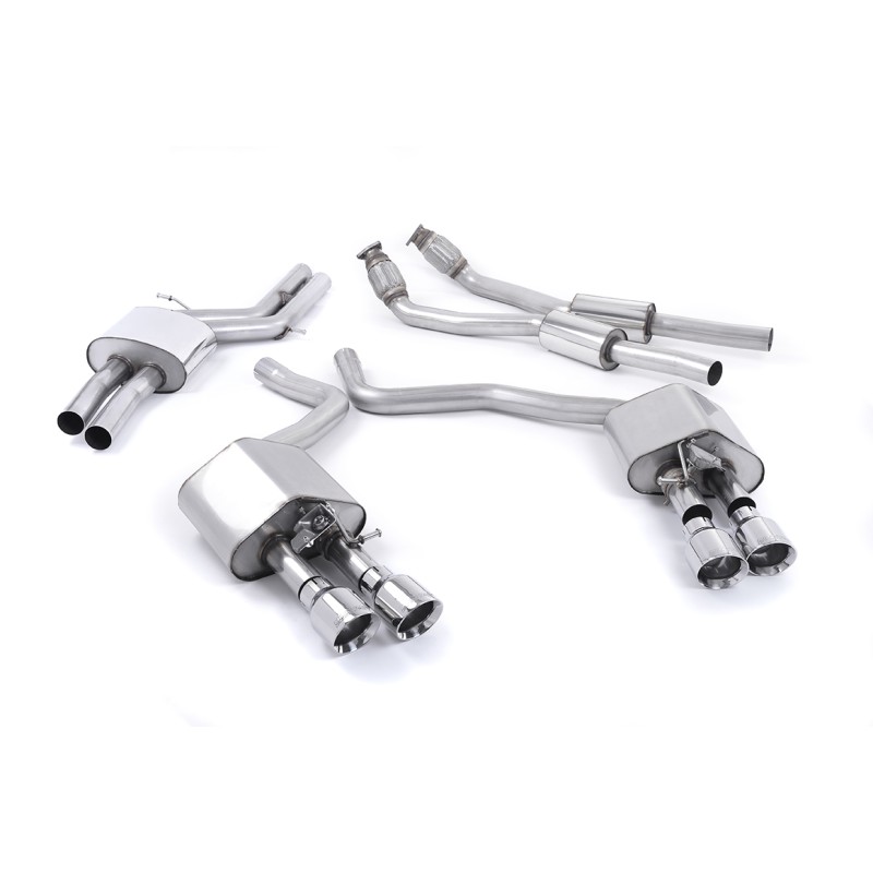 Audi S6 4.0 TFSI C7 quattro 2012 2018 Cat-back Resonated (quieter) with Polished tips. Some 2016 and later models have an updated valve location on one rear silencer meaning the wiring loom needs extending to accommodate.