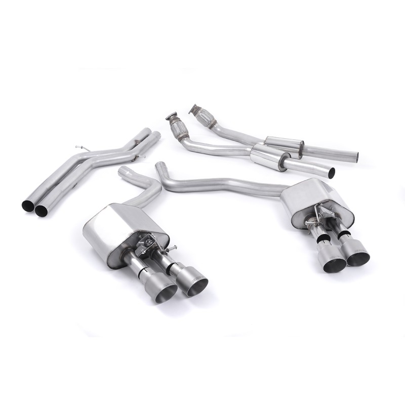 Audi S6 4.0 TFSI C7 quattro 2012 2018 Cat-back Non-resonated (louder) with Titanium tips. Some 2016 and later models have an updated valve location on one rear silencer meaning the wiring loom needs extending to accommodate.