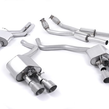 Audi S6 4.0 TFSI C7 quattro 2012 2018 Cat-back Resonated (quieter) with Titanium tips. Some 2016 and later models have an updated valve location on one rear silencer meaning the wiring loom needs extending to accommodate.