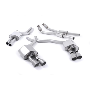 Audi S6 4.0 TFSI C7 quattro 2012 2018 Cat-back Resonated (quieter) with Titanium tips. Some 2016 and later models have an updated valve location on one rear silencer meaning the wiring loom needs extending to accommodate.