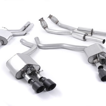 Audi S6 4.0 TFSI C7 quattro 2012 2018 Cat-back Resonated (quieter) with Cerakote Black tips. Some 2016 and later models have an updated valve location on one rear silencer meaning the wiring loom needs extending to accommodate.