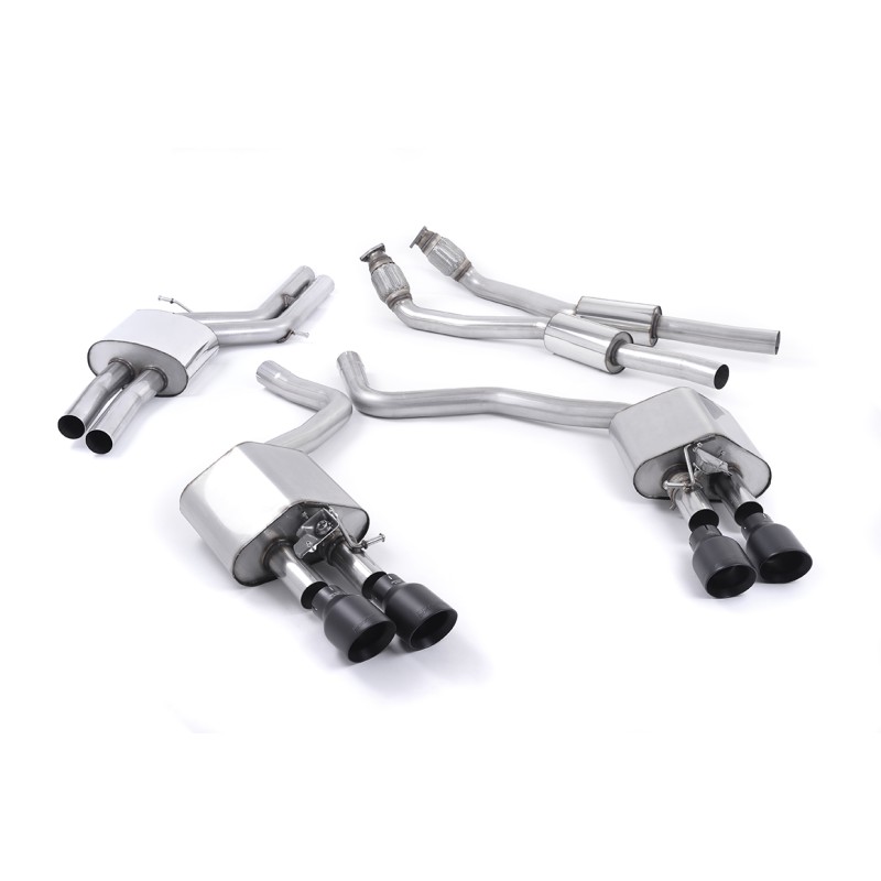 Audi S6 4.0 TFSI C7 quattro 2012 2018 Cat-back Resonated (quieter) with Cerakote Black tips. Some 2016 and later models have an updated valve location on one rear silencer meaning the wiring loom needs extending to accommodate.