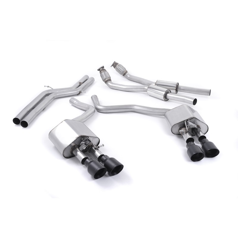Audi S6 4.0 TFSI C7 quattro 2012 2018 Cat-back Non-resonated (louder) with Cerakote Black tips. Some 2016 and later models have an updated valve location on one rear silencer meaning the wiring loom needs extending to accommodate.