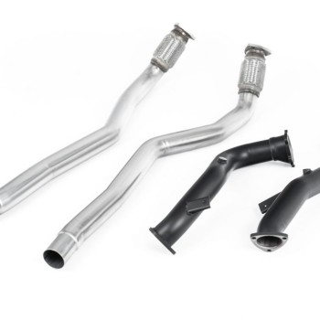 Audi RS6 C7 4.0 TFSI biturbo quattro inc Performance Edition 2013 2018 Large-bore Downpipes and Cat Bypass Pipes Larger-bore 76mm Downpipes with cat bypass pipes for highly tuned cars. Downpipes feature ultra-durable semi-gloss black Cerakote coating.