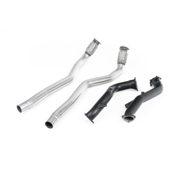 Audi RS6 C7 4.0 TFSI biturbo quattro inc Performance Edition 2013 2018 Large-bore Downpipes and Cat Bypass Pipes Larger-bore 76mm Downpipes with cat bypass pipes for highly tuned cars. Downpipes feature ultra-durable semi-gloss black Cerakote coating.