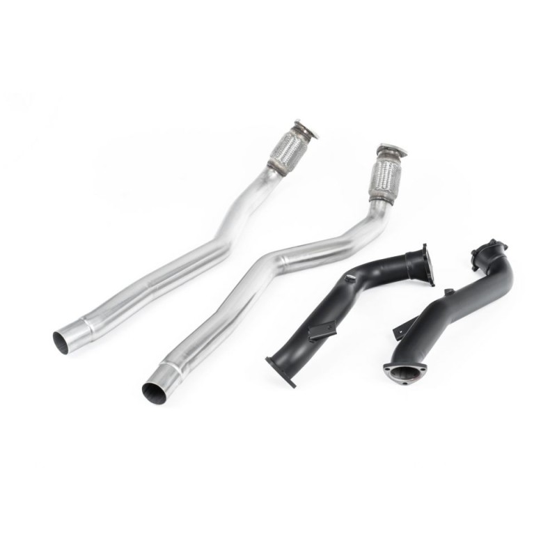 Audi RS6 C7 4.0 TFSI biturbo quattro inc Performance Edition 2013 2018 Large-bore Downpipes and Cat Bypass Pipes Larger-bore 76mm Downpipes with cat bypass pipes for highly tuned cars. Downpipes feature ultra-durable semi-gloss black Cerakote coating.