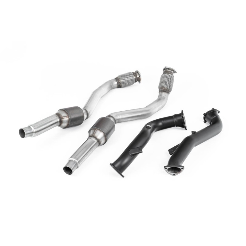 Audi RS6 C7 4.0 TFSI biturbo quattro inc Performance Edition 2013 2018 Large Bore Downpipes and Hi-Flow Sports Cats Larger-bore 76mm Downpipes with 100-cell hi-flow sports catalysts for highly tuned cars. Downpipes feature ultra-durable semi-gloss bla