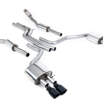 Audi S6 4.0 TFSI C7 quattro 2012 2018 Cat-back Non-resonated (louder) with Cerakote Black Tips - Recommended with Valve Delete Modules SSXAU405 to prevent ECU fault codes