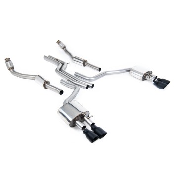 Audi S6 4.0 TFSI C7 quattro 2012 2018 Cat-back Non-resonated (louder) with Cerakote Black Tips - Recommended with Valve Delete Modules SSXAU405 to prevent ECU fault codes