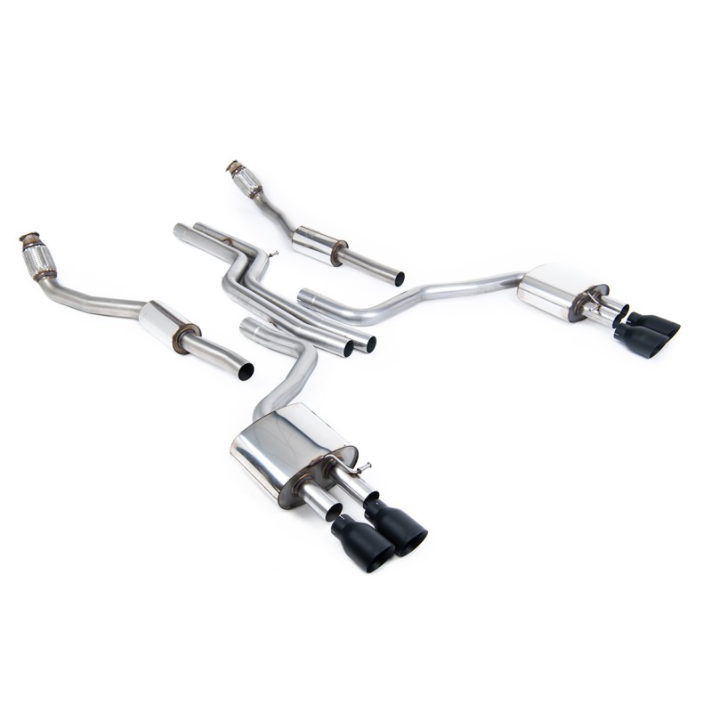 Audi S6 4.0 TFSI C7 quattro 2012 2018 Cat-back Non-resonated (louder) with Cerakote Black Tips - Recommended with Valve Delete Modules SSXAU405 to prevent ECU fault codes