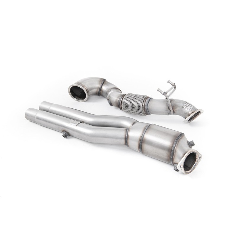 Audi RS3 Saloon / Sedan 400PS (8V MQB) - OPF/GPF Models 2019 2023 Large Bore Downpipe and Hi-Flow Sports Cat Fits both OE and Milltek Sport Cat Back Systems - Requires Stage 2 ECU Software