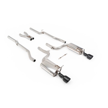 Audi S4 B6 - Non-Resonated (Louder) Cat-Back Exhaust System with Jet-100 Cerakote Black Trims - Cerakote Black - Jet