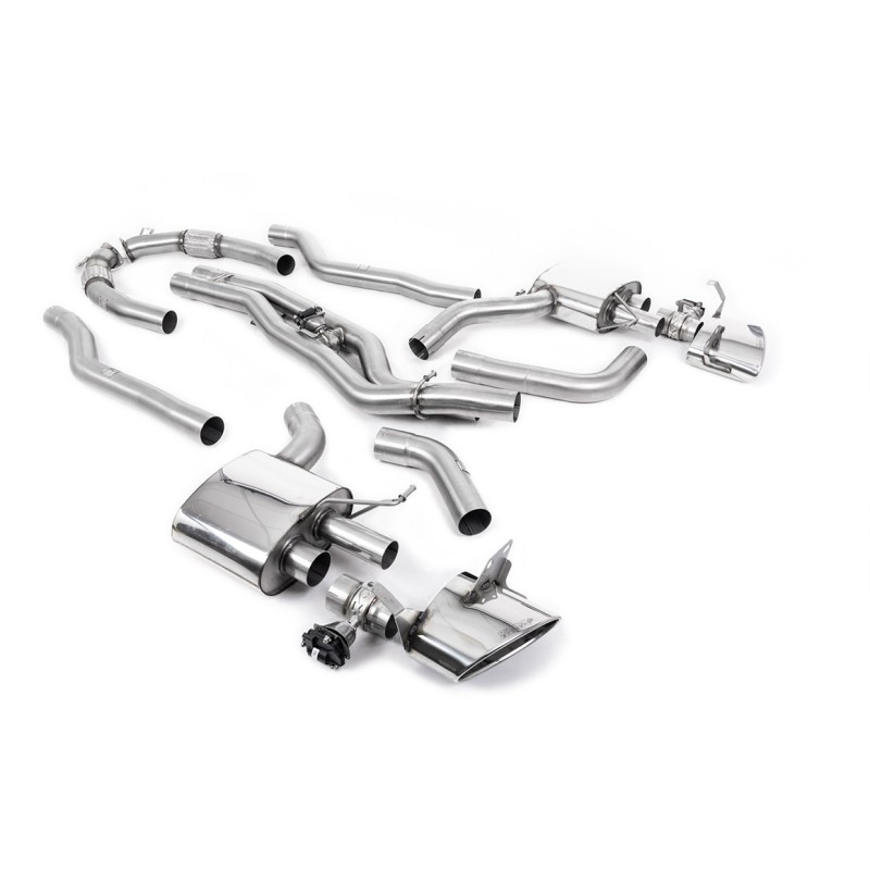 Audi RS6/RS7 C8 - Non Resonated Cat Back System (Twin 80mm) with Polished Oval Trims - Louder - (No Cutting Required - Flanged To OE Downpipes) - Polished