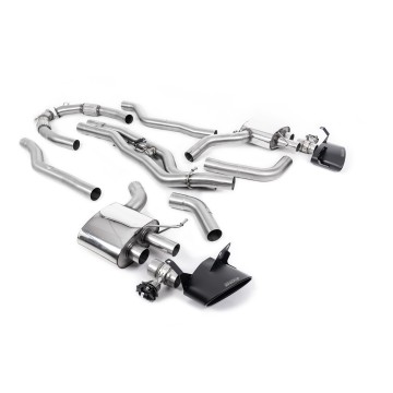 Audi RS6/RS7 C8 - Non Resonated Cat Back Back System (Twin 80mm) with Cerakote Black Oval Trims - Louder - (No Cutting Required - Flanged To OE Downpipes) - Cerakote Black