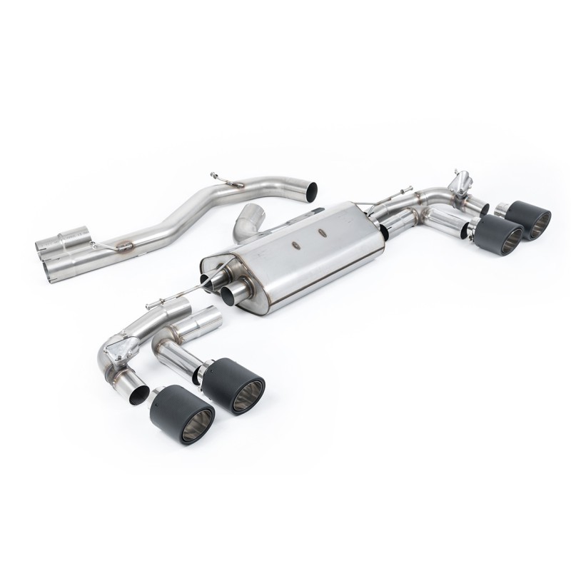 Audi S3 8Y Sportback GPF models - 80mm Non-Resonated (Louder) Cat-Back Exhaust System with Carbon Trims - Carbon Fibre