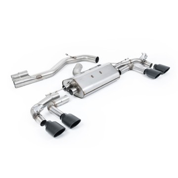 Audi S3 8Y Sportback GPF models - 80mm Non-Resonated (Louder) Cat-Back Exhaust System with Cerakote Black Oval Trims - Cerakote Black Ovals
