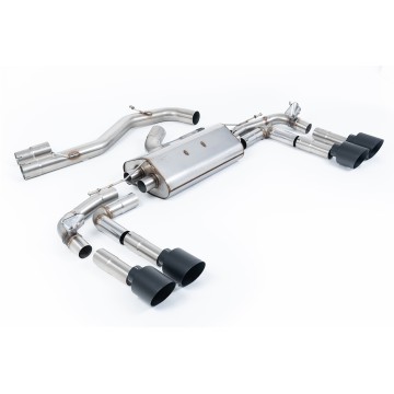 Audi S3 8Y - Part-Resonated Cat-Back Exhaust System with GT-115 Cerakote Black Tips - Cerakote Black - GT