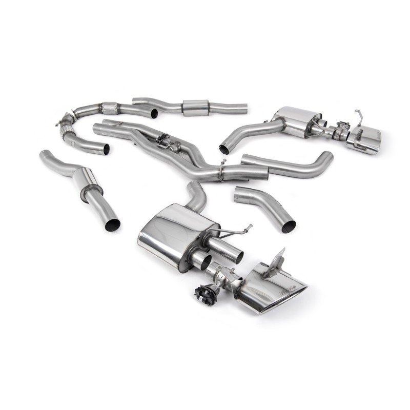 Audi RS6/RS7 C8 - Resonated Cat Back System (Twin 80mm) with Polished Oval Trims - Polished