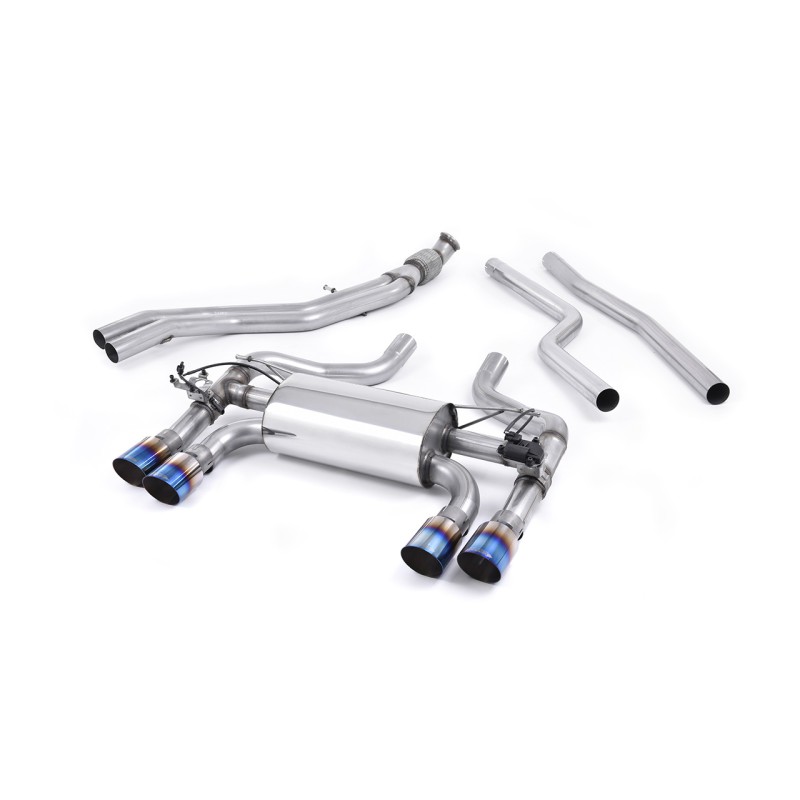 BMW F87 M2 - Cat-Back Exhaust System with Burnt Titanium GT-90 Trims - Burnt Titanium