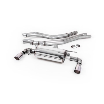 BMW F20/21 M140i (Non OPF) - Non-Resonated (Louder) Race Cat-Back Exhaust System with Polished GT-90 Trims - Polished