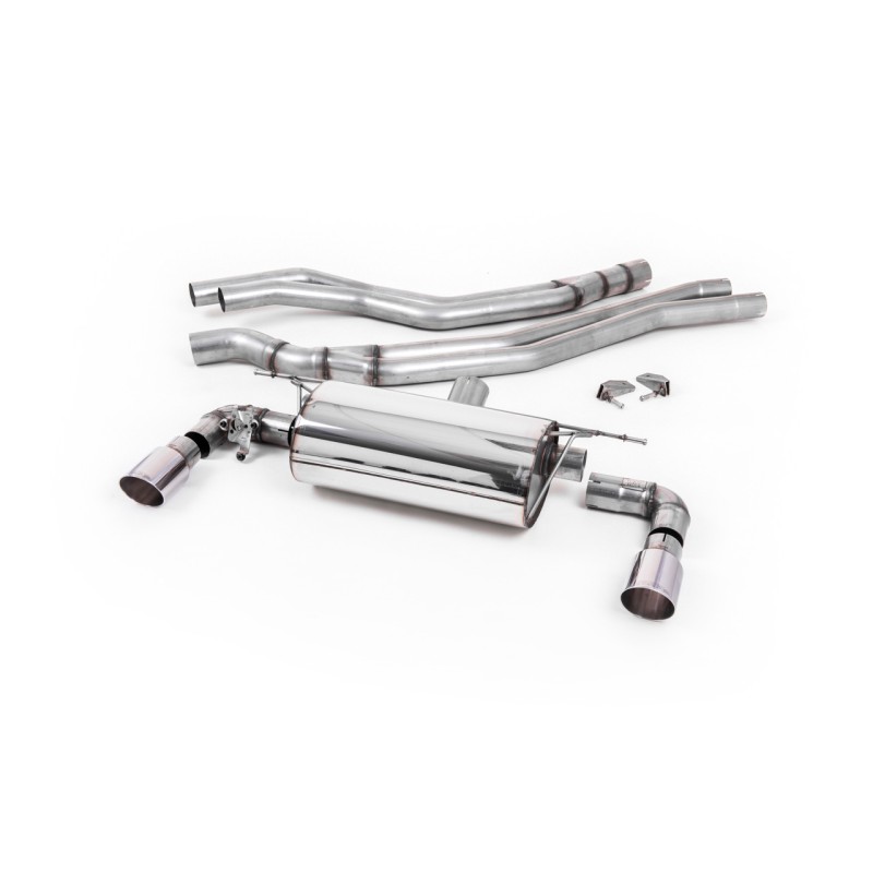 BMW F20/21 M140i (Non OPF) - Non-Resonated (Louder) Race Cat-Back Exhaust System with Polished GT-90 Trims - Polished