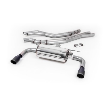 Resonated (Quieter) Cat-Back Exhaust System with Cerakote Black GT-90 Trims - Cerakote Black