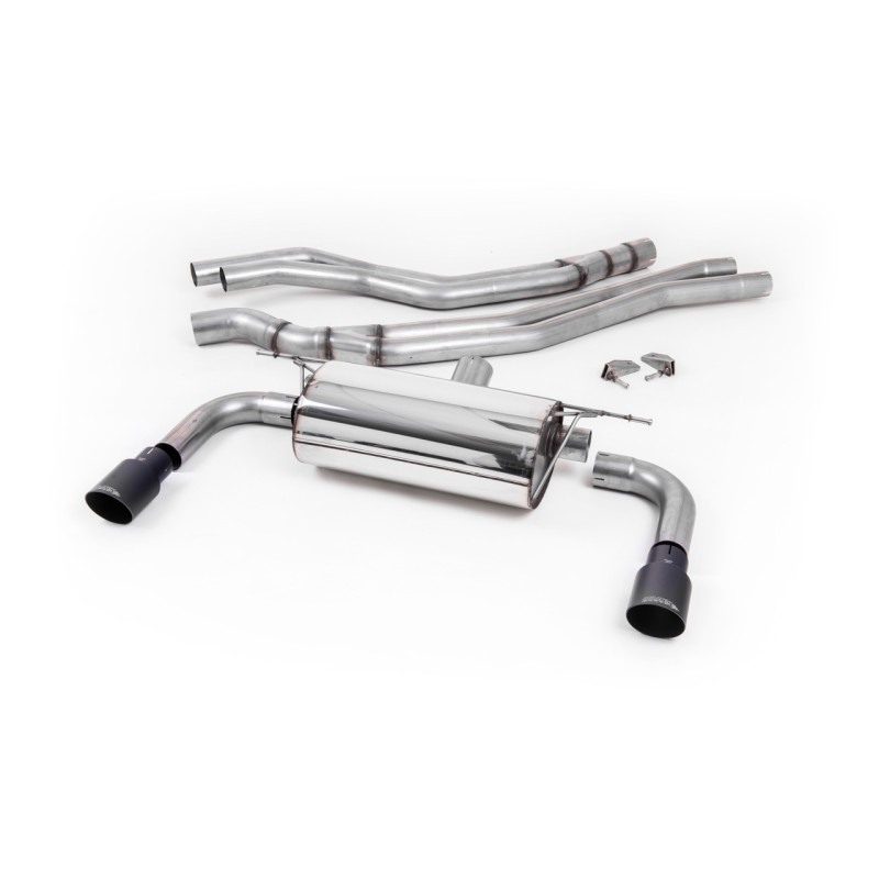 Resonated (Quieter) Cat-Back Exhaust System with Cerakote Black GT-90 Trims - Cerakote Black