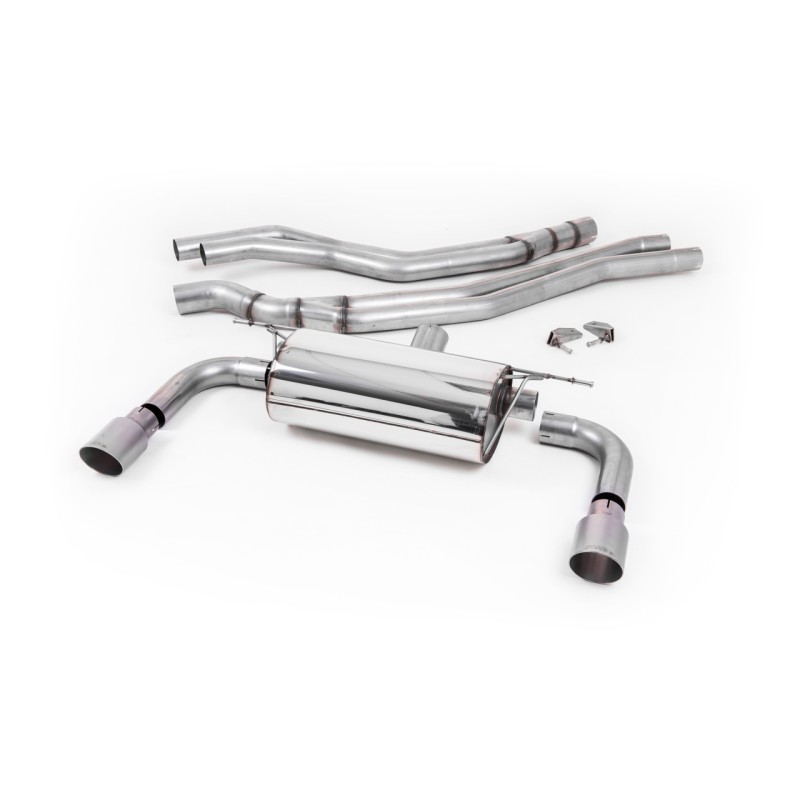 Resonated (Quieter) Cat-Back Exhaust System with Titanium GT-90 Trims - Brushed Titanium