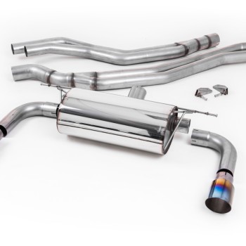 Resonated (Quieter) Cat-Back Exhaust System with Burnt Titanium GT-90 Trims - Burnt Titanium