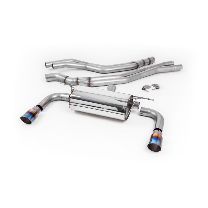 Resonated (Quieter) Cat-Back Exhaust System with Burnt Titanium GT-90 Trims - Burnt Titanium