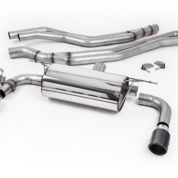 Non-Resonated (Louder) Race Cat-Back Exhaust System with Carbon Jet 90 Trims - Carbon Fibre
