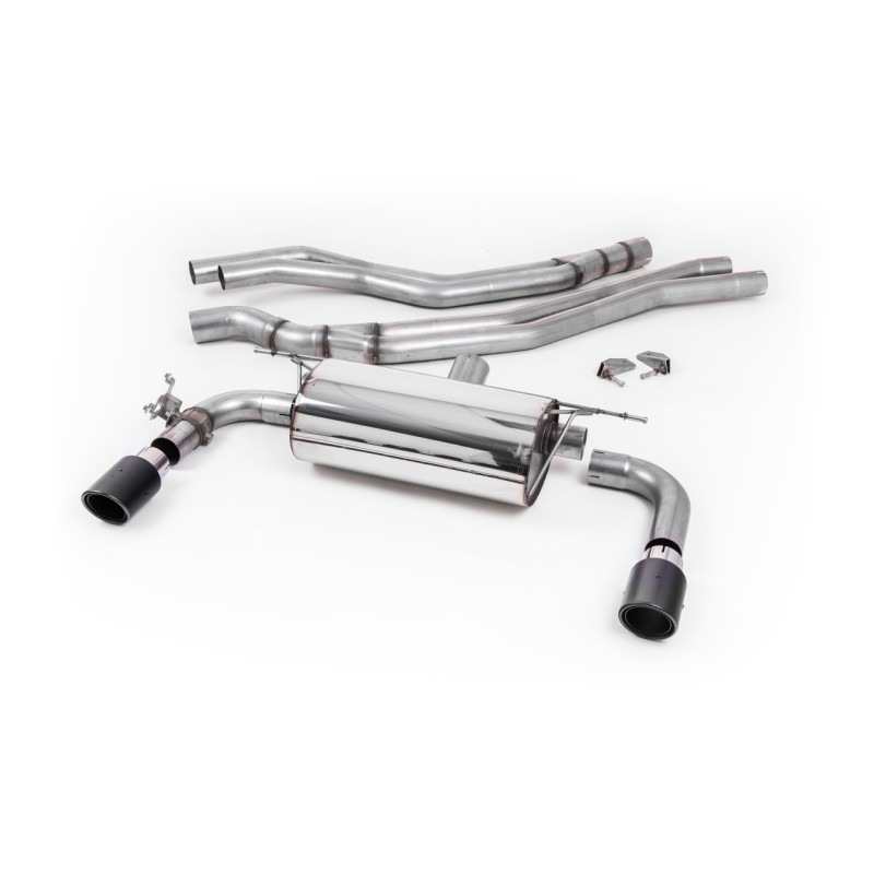 Non-Resonated (Louder) Race Cat-Back Exhaust System with Carbon Jet 90 Trims - Carbon Fibre