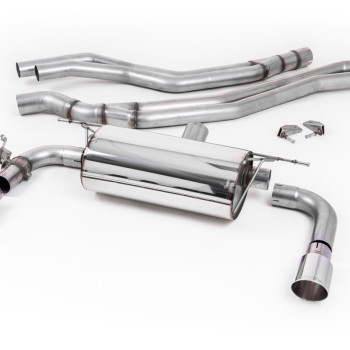 Non-Resonated (Louder) Race Cat-Back Exhaust System with Polished GT-90 Trims - Polished